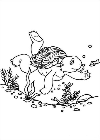 Franklin Is Swimming In The Pool  Coloring Page